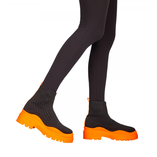 Pantofi sport dama Triza negre cu portocaliu - Kalapod.net